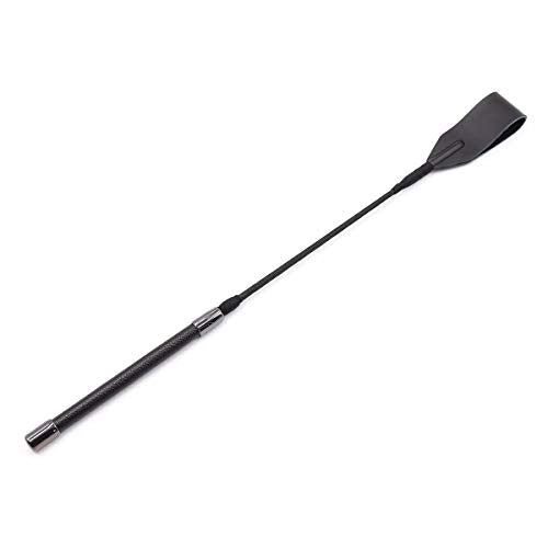 18" Real Riding Crop Whip Genuine Leather Top for Equestrian Sports Black