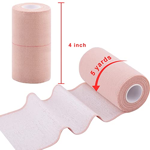 BQTQ 6 Rolls Elastic Adhesive Tape 4 Inch Elastic Bandage Wrap Self Adhesive Wound Wrap Self Adherent Stretch Bandage Sports Tape Elastic Tape Bandage for Wrist Ankle Swelling Sprains (Beige)