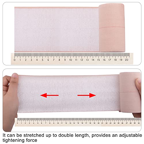 BQTQ 6 Rolls Elastic Adhesive Tape 4 Inch Elastic Bandage Wrap Self Adhesive Wound Wrap Self Adherent Stretch Bandage Sports Tape Elastic Tape Bandage for Wrist Ankle Swelling Sprains (Beige)