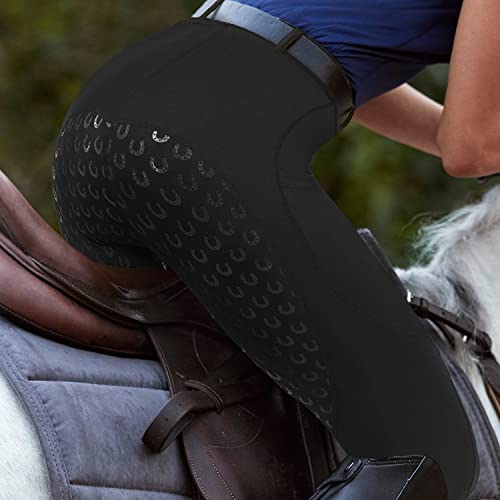 FitsT4 Women's Full Seat Riding Tights Active Silicon Grip Horse Riding Tights Equestrian Breeches Black Size M