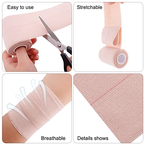 BQTQ 6 Rolls Elastic Adhesive Tape 4 Inch Elastic Bandage Wrap Self Adhesive Wound Wrap Self Adherent Stretch Bandage Sports Tape Elastic Tape Bandage for Wrist Ankle Swelling Sprains (Beige)