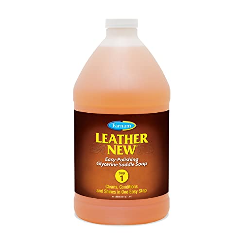 Farnam Leather New Easy-Polishing Glycerine Saddle Soap and Leather Saddle Cleaner, Protects and Preserves Leather, Cleans, Conditions and Polishes, 64 Oz.
