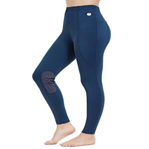 FitsT4 Kids Performance Riding Tights Flex Knee Patch Breeches Girls Horse Equestrian Schooling Pants Teal M