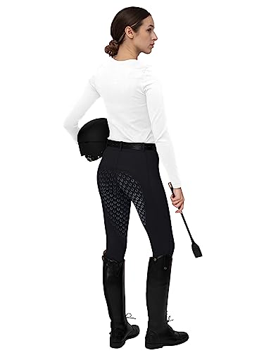 FitsT4 Women's Full Seat Riding Tights Active Silicon Grip Horse Riding Tights Equestrian Breeches Black Size M