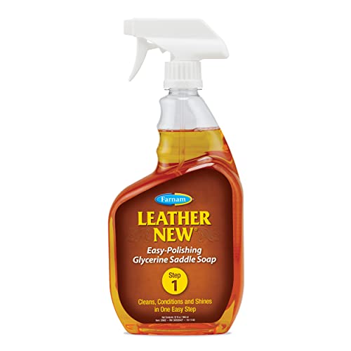 Farnam Leather New Easy-Polishing Glycerine Saddle Soap and Leather Saddle Cleaner, Protects and Preserves Leather, Cleans, Conditions and Polishes, 32 Oz.