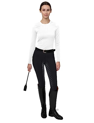 FitsT4 Women's Full Seat Riding Tights Active Silicon Grip Horse Riding Tights Equestrian Breeches Black Size M