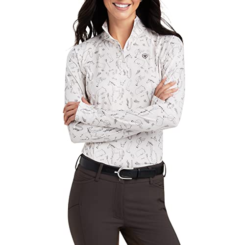 Ariat Female Lowell 2.0 1/4 Zip Baselayer Sea Salt Tack Print