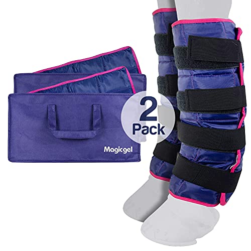 Horse Ice Pack - Cooling Leg Wraps for Hock, Ankle, Knee, Legs, Boots, and Hooves. (Twin Ice Boot, by Magic Gel)