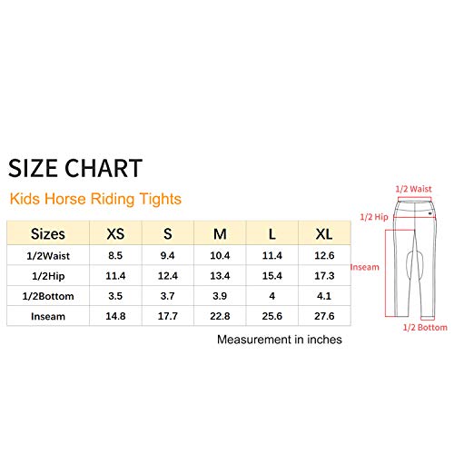 FitsT4 Kids Performance Riding Tights Flex Knee Patch Breeches Girls Horse Equestrian Schooling Pants Teal M