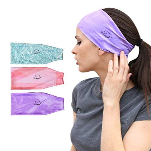 Equestrian Headbands for Women, Under Riding Helmet Bands, Sportswear Wide Hair Wrap Suitable for Use with Bike Helmets, Yoga & Hiking (3 Pack)