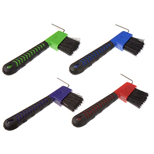 4Pcs Horse Hoof Pick Brushes, with Soft Touch Rubber Handle