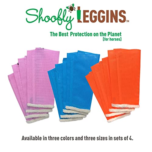 SHOOFLY Horse Leggins, Patented Loose Fitting Fly Boots, Breathable Plastic Mesh (Blue/Medium)