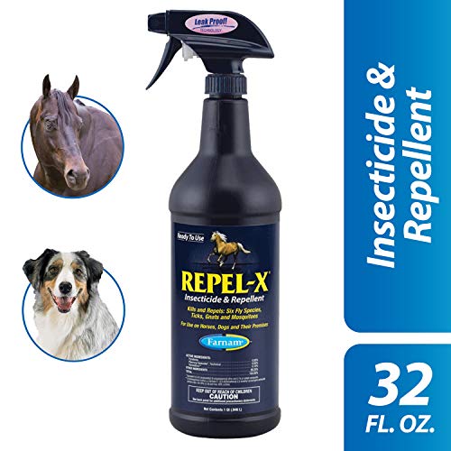 Farnam Repel-X Ready-To-Use Fly Spray, Insecticide And Repellent For Horses And Dogs, 32 Fluid Ounces, 1 Quart Bottle With Trigger Sprayer