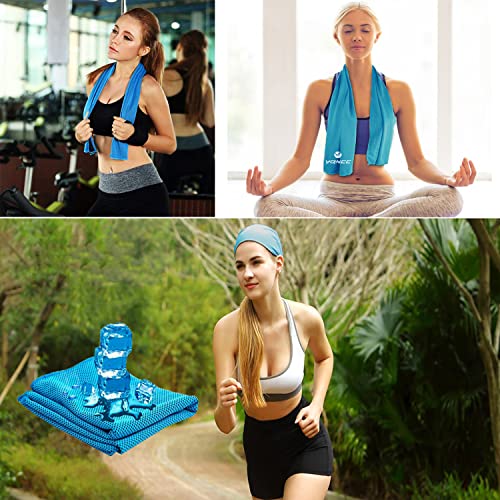 YQXCC 4 Pack Cooling Towels (40"x12") Cool Towel, Cold Towel, Microfiber Soft Breathable Chilly Ice Towel for Sport, Yoga, Golf, Gym, Camping, Running, Fitness, Workout & More Activities