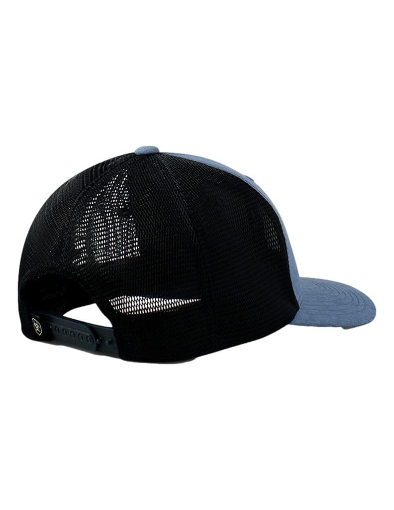 Ariat Men's Flexfit 110 Cap with Shield Logo - Denim Blue, Structured Mid Profile, Black Mesh Back