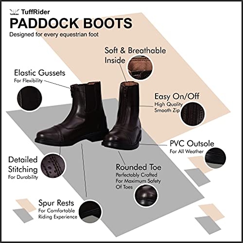 TuffRider Children's Starter Front Zip Paddock Boots, Mocha