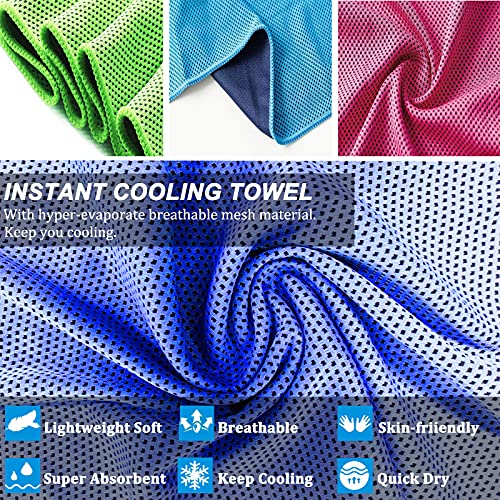 YQXCC 4 Pack Cooling Towels (40"x12") Cool Towel, Cold Towel, Microfiber Soft Breathable Chilly Ice Towel for Sport, Yoga, Golf, Gym, Camping, Running, Fitness, Workout & More Activities