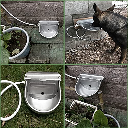 CPROSP Automatic Waterer for Livestock Stainless Steel with Float Valve, Horse Bowl with GHT 3/4‘’, 2 X M10 Screw Set